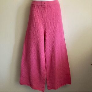 Free People Beach Hailee Pink Waffle Knit Cropped Wide Leg Pants, Sz L